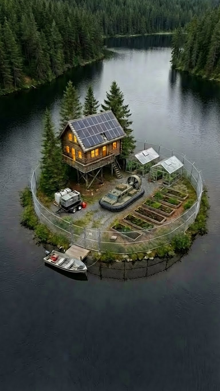 Remote Island Treehouse at Dusk
