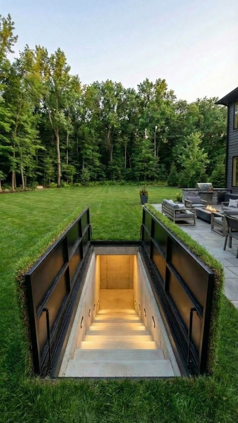 Hidden Underground Shelter Beneath the Backyard Lawn