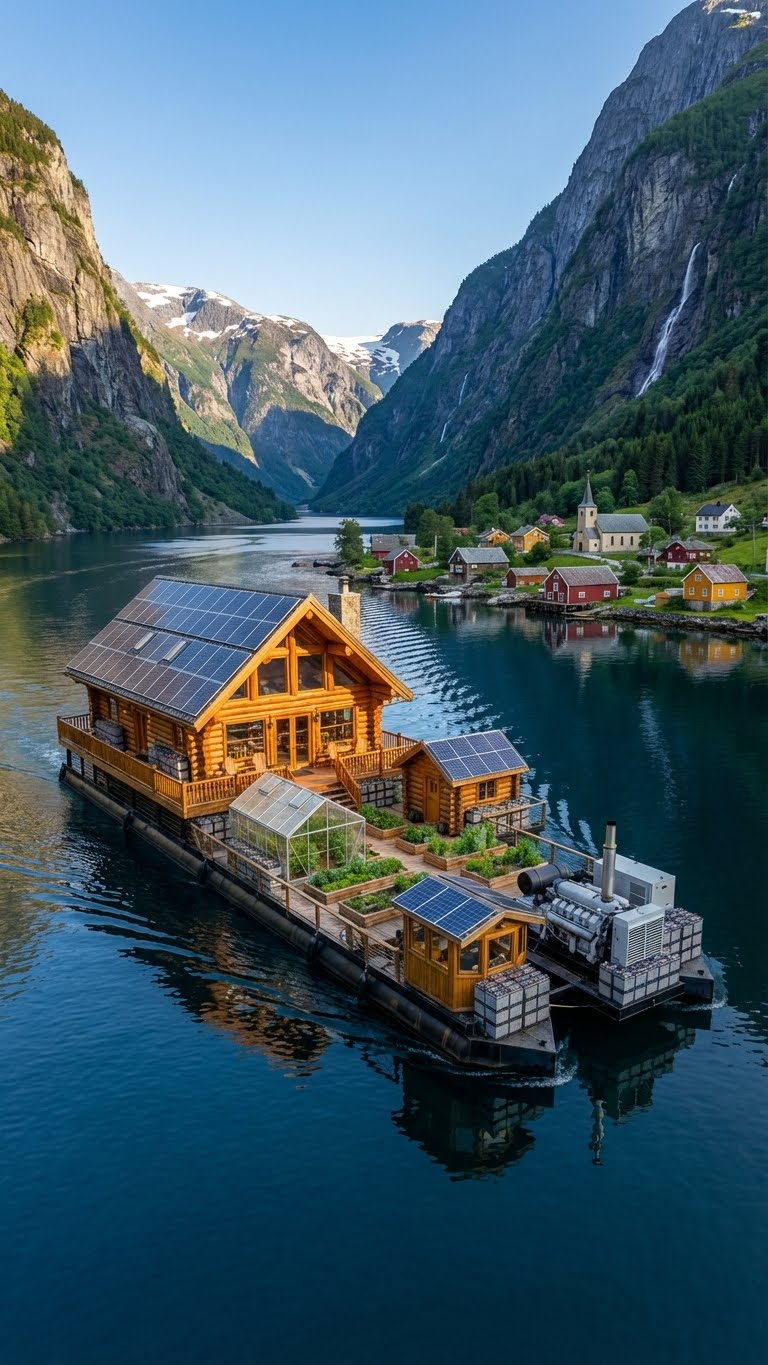 Floating Off-Grid House on a Remote Forest Lake