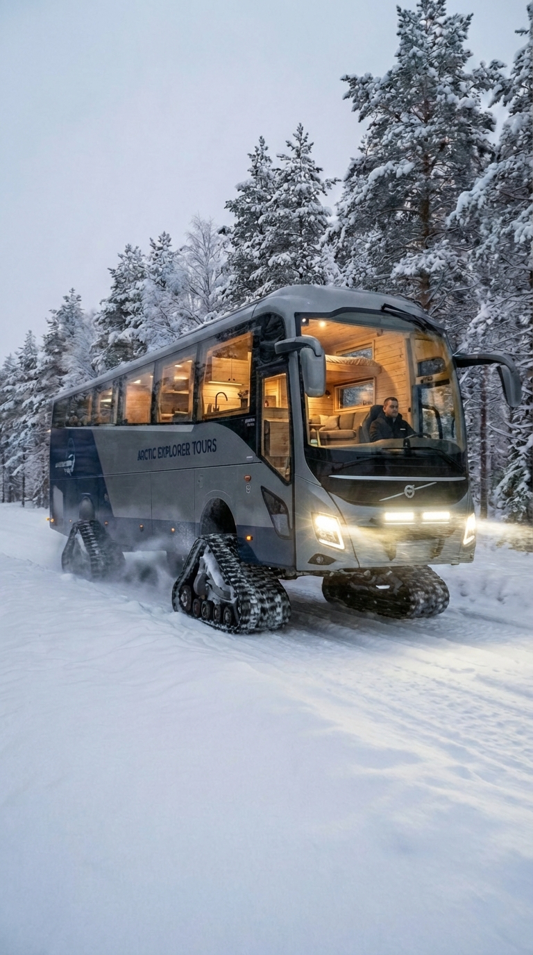 All-Terrain Tracked Expedition Bus – Luxury Off-Grid Explorer