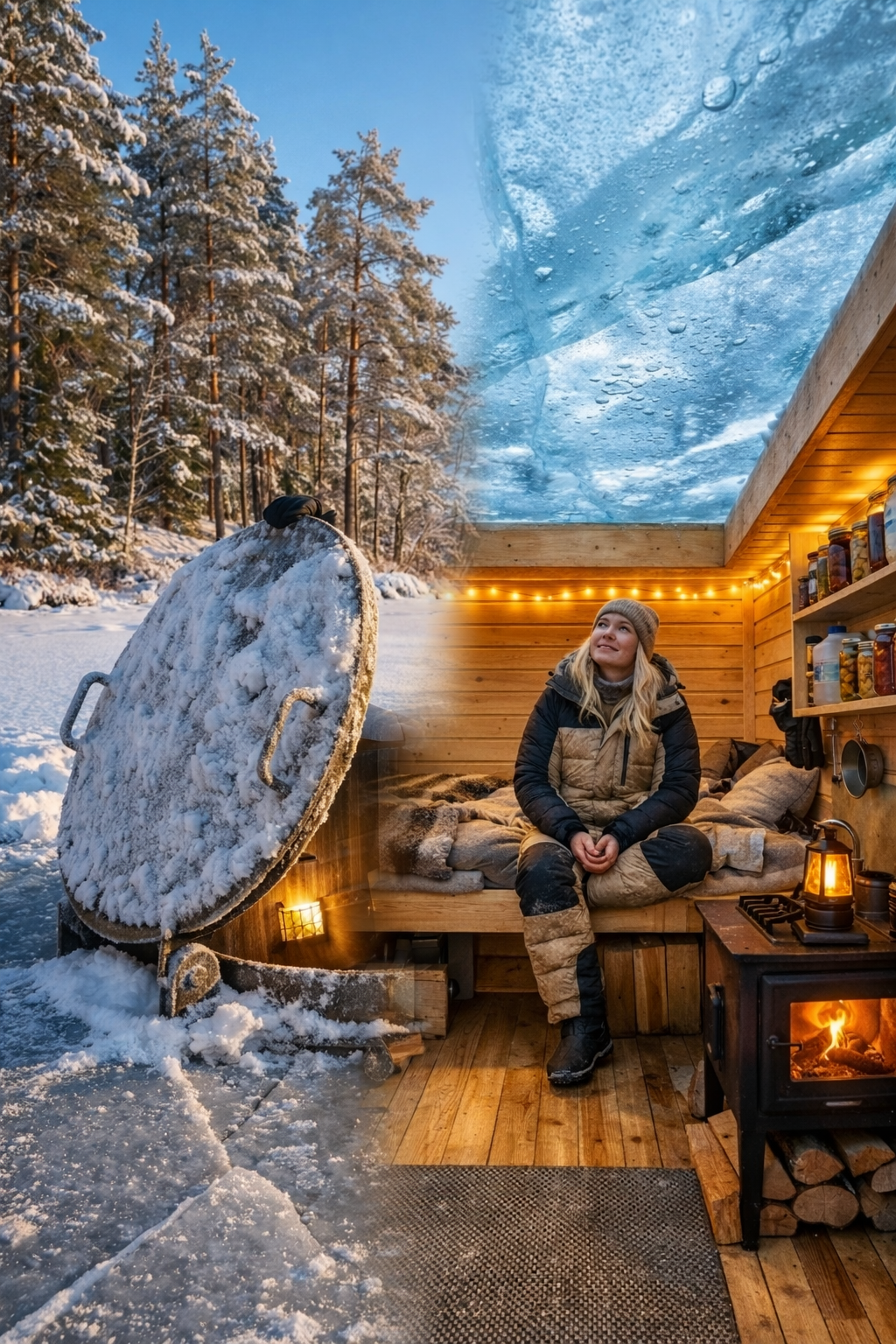 Hidden Ice Shelter Beneath a Frozen Lake — A Secret Winter Survival Refuge
