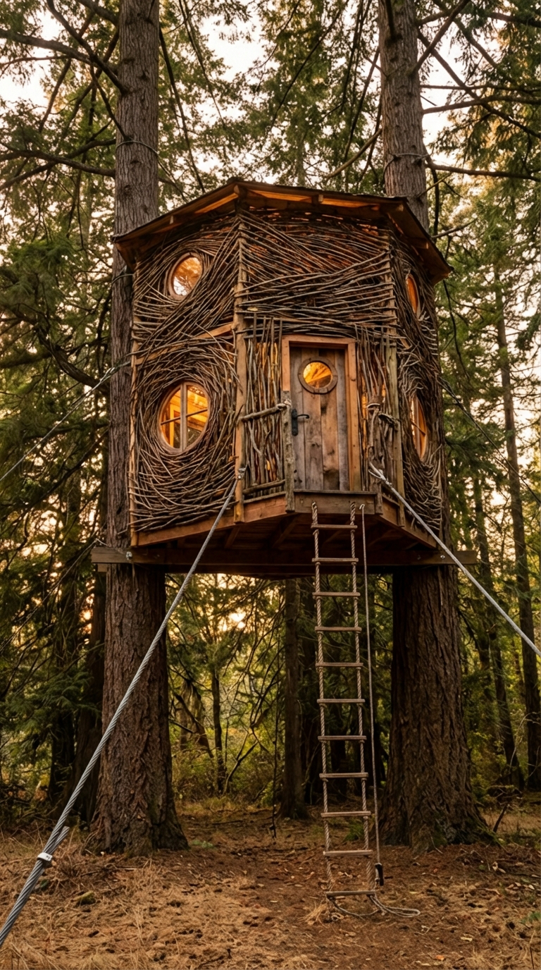 Woven Forest Treehouse — A Hidden Nature Retreat Above the Ground