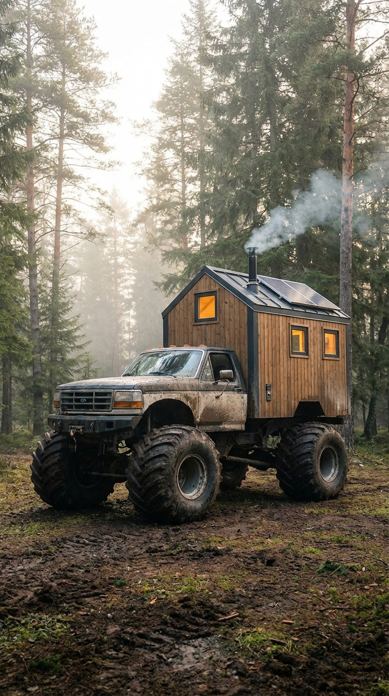 Monster Truck Cabin — The Ultimate Off-Road Mobile Survival Home