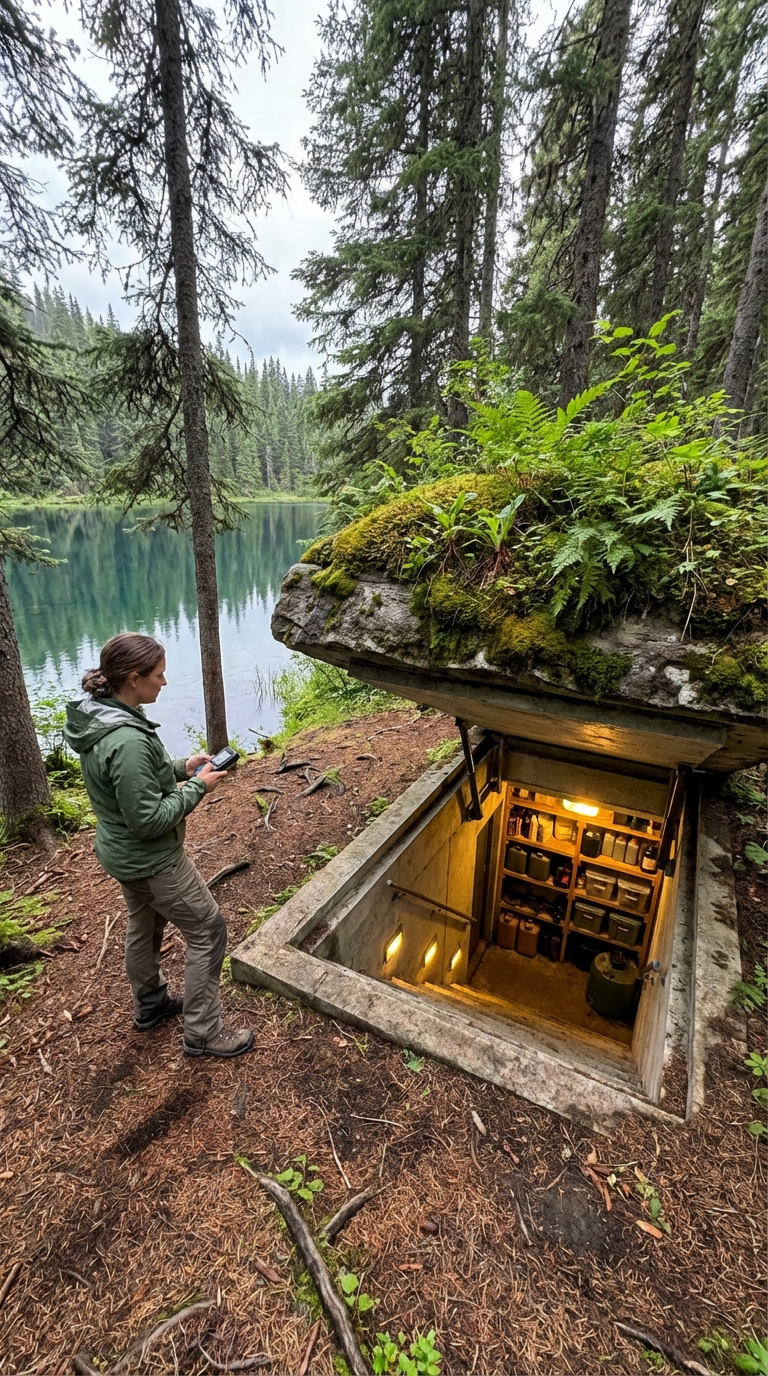 Hidden Underground and Underwater Bunker Beneath a Forest Lake
