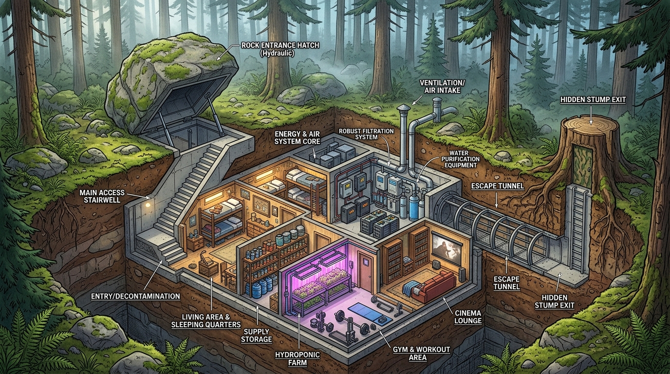 Hidden Rock Bunker in the Forest: A Perfectly Camouflaged Survival Shelter