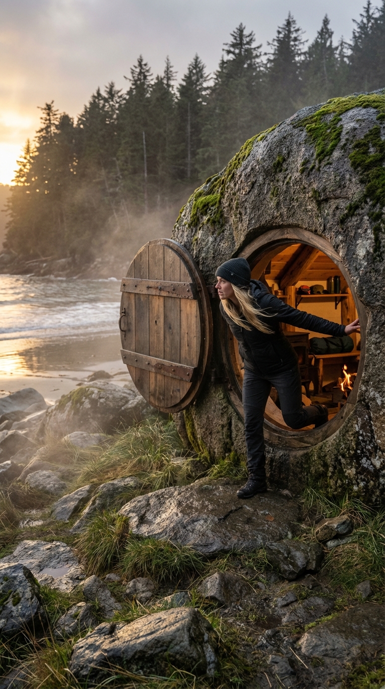 Hidden Stone House by the River: A Natural Shelter Carved Into the Landscape