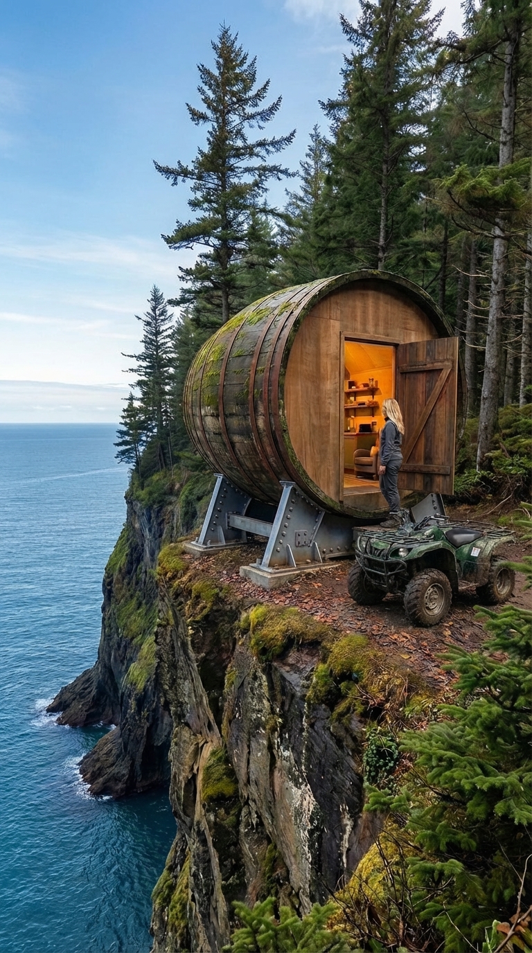 Cliffside Barrel Cabin with Ocean View