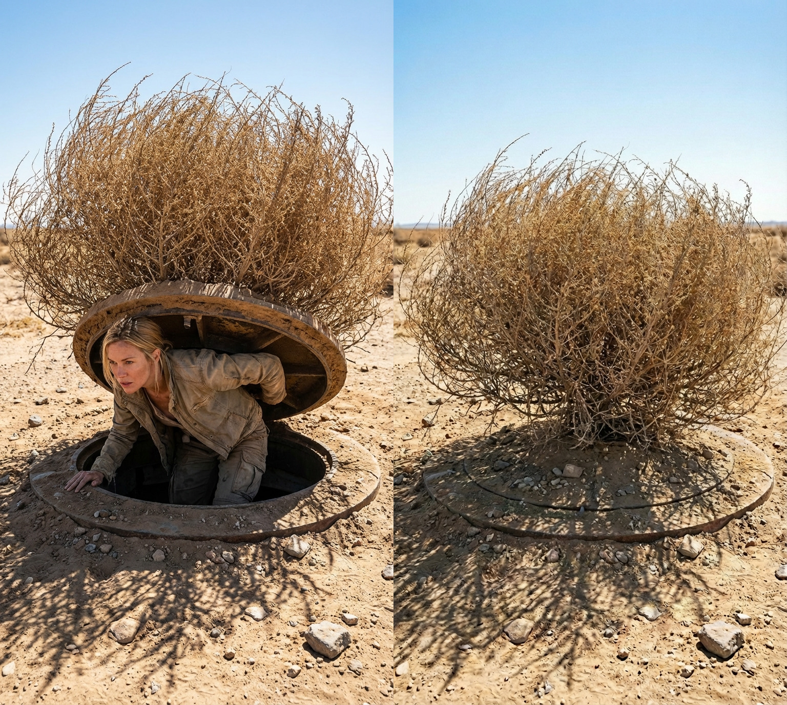 Hidden Desert Bunker Disguised Under a Tumbleweed