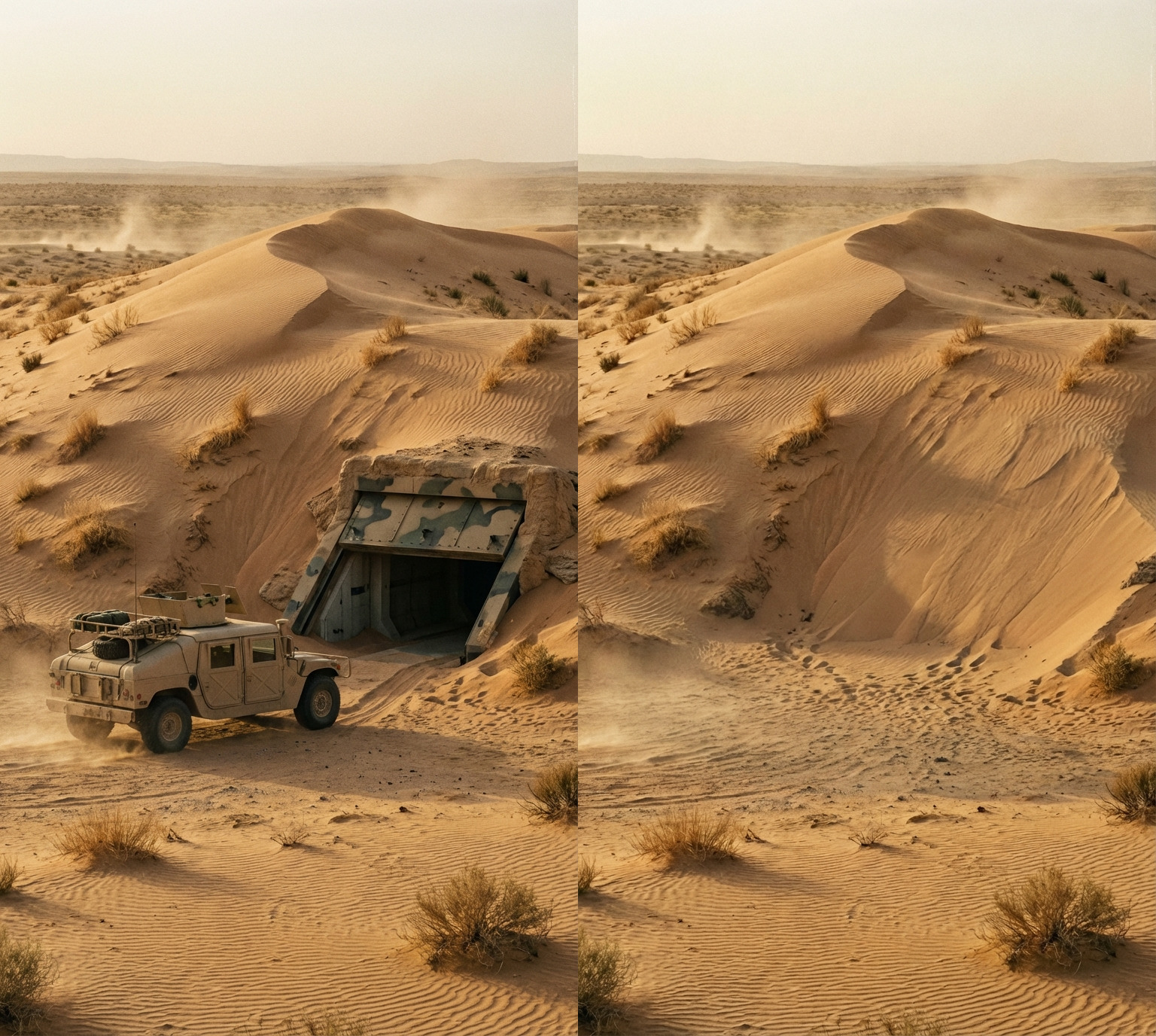 Hidden Desert Bunker Base Beneath the Sand