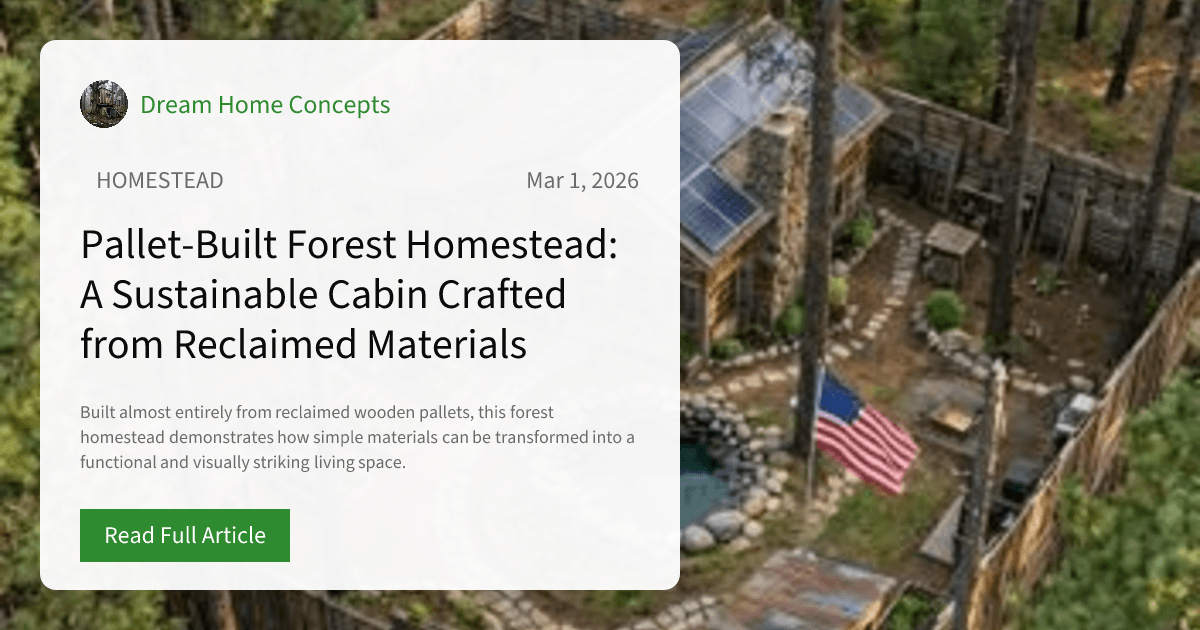 Pallet-Built Forest Homestead: A Sustainable Cabin Crafted from Reclaimed Materials