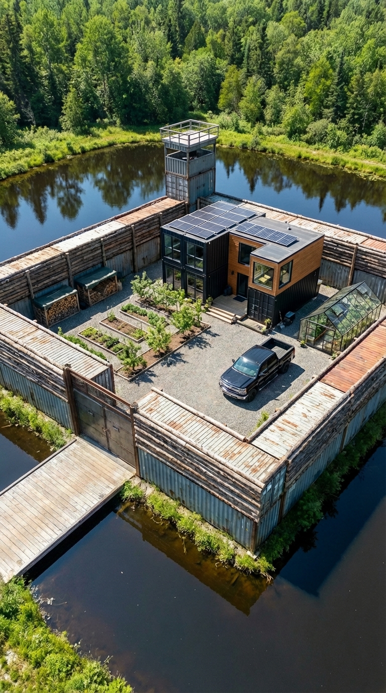 Island Container Fortress: A Fully Autonomous Life Surrounded by Water
