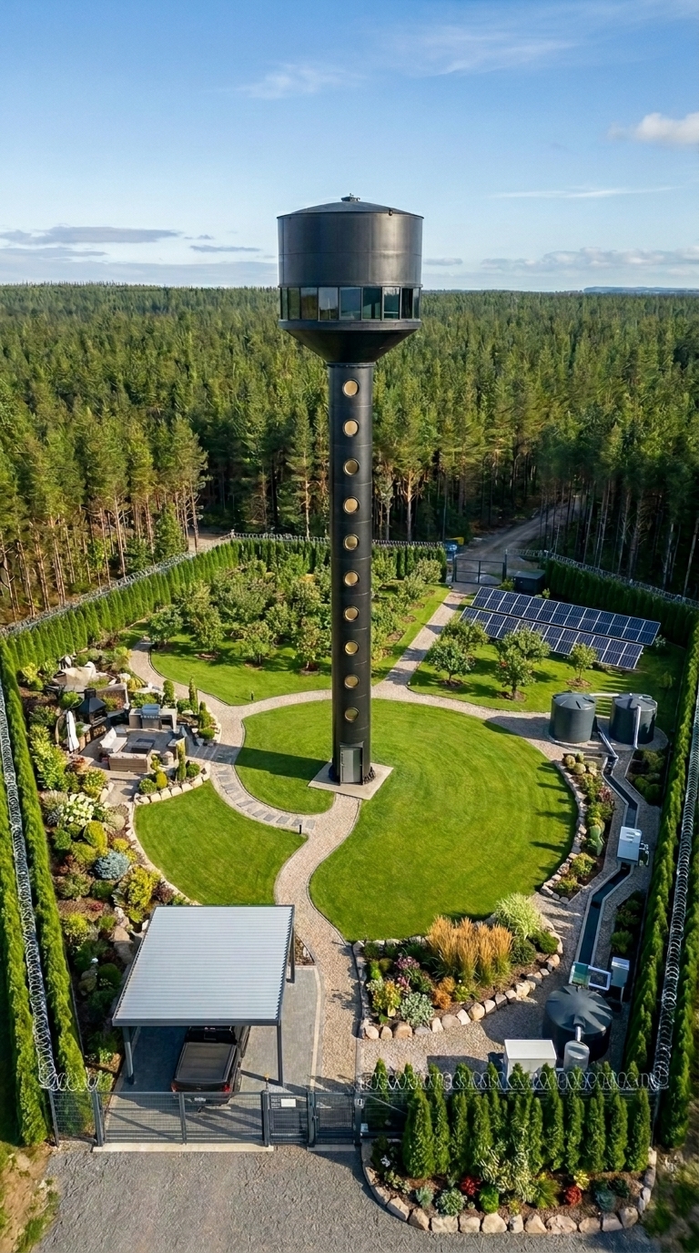 Hidden Water Tower Fortress: Building a Forest Home with an Underground Bunker Network